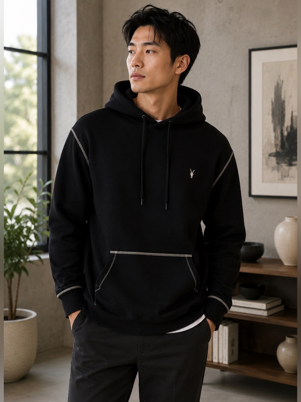 NEW All Saints Mens Amir Pullover Hoodie Size Small